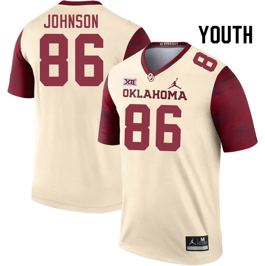 Youth #86 Cody Johnson Oklahoma Sooners College Football Jerseys Stitched-Cream